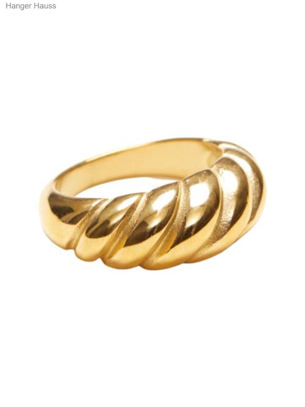 18K Gold Plated Titanium Dome Croissant Ring Stackable Signet Minimalist